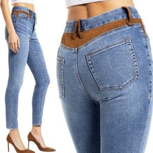 GOOD AMERICAN Jeans Size 16 Good Legs Indigo Suede Denim Skinny Western